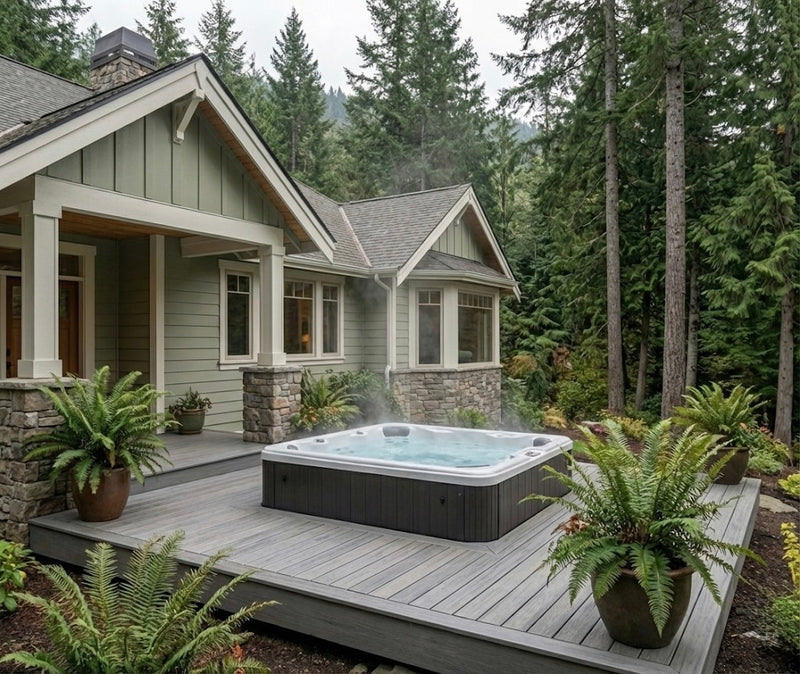 Cedar deck with covered patio