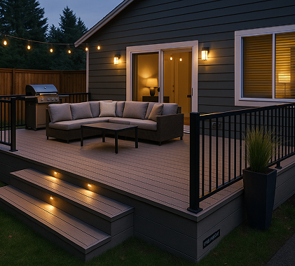 Composite deck with LED lighting