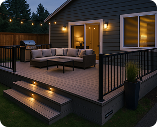 Composite deck with LED lighting