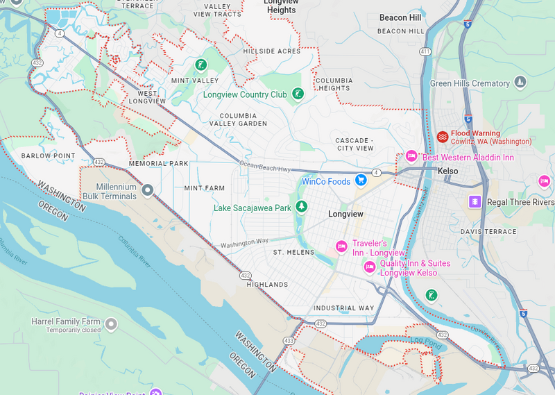 Longview, WA map